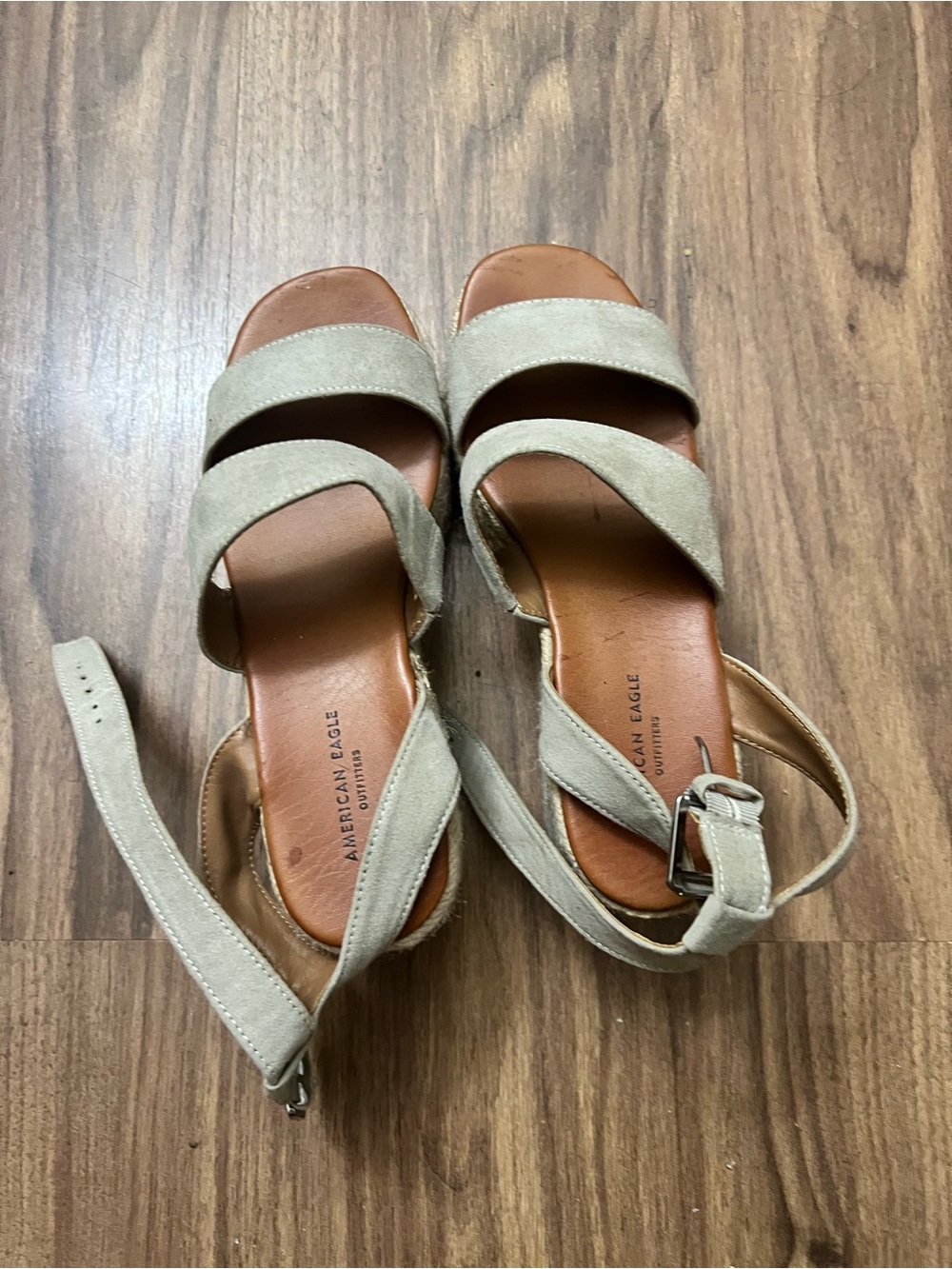 American Eagle Outfitters Taupe Suede Strap Sandals